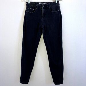 DG2 Diane Gilman Jeans 2P Faded Black Cropped 2 Petite Tapered Skinny Mid Rise